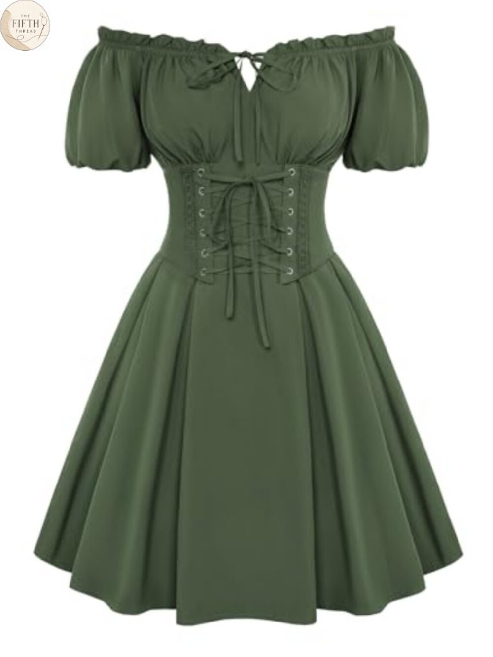 Renaissance Corset Mini Dress Lace Up Off Shoulder Puff Sleeve Fairy Costume